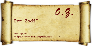 Orr Zoé névjegykártya
